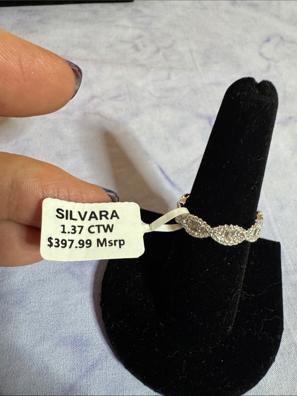925 Silver & 1.37 CTW Moissanite Diamond Eterniry Twist Band - Picture 2 of 3